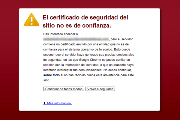 Gestionar exceptiones en Chrome